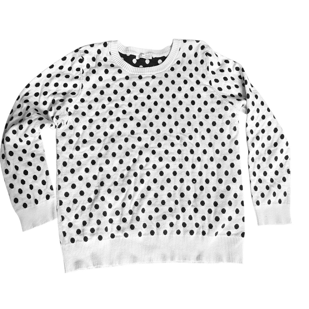 41 Hawthorn Womens XL Polka‎ Dot Cotton Crewneck Sweater Black Pink  SF7227